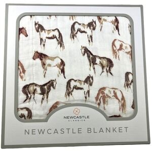 Wild‎ Horses Bamboo Muslin 4 Layer Blanket 47" Baby Toddler Rayon Unisex NWT